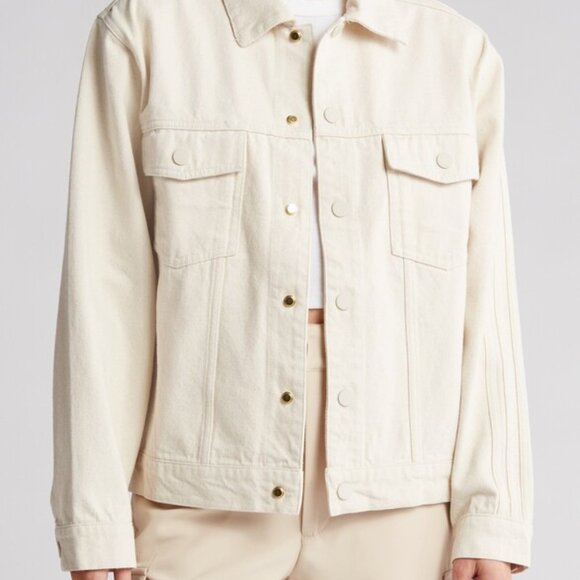 adidas x KSENIASCHNAIDER 3-Stripe Denim Jacket Women's, Natural Size Small - Picture 5 of 12